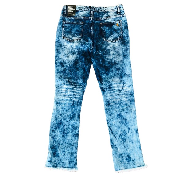 $10 SALE! V.I.P. JEANS Stonewashed Acid Washed Trashed Shark Bite Blue Jeans - Picture 2 of 15